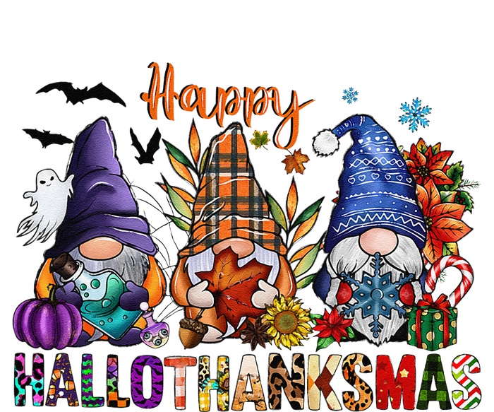 Happy Hallothanksmas Gnomes Halloween Thanksgiving Christmas T-Shirt