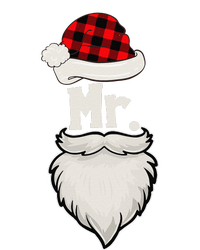 Funny Mr And Mrs Claus Couples Matching Christmas Santa Red Plaid Striped Beanie with Solid Band