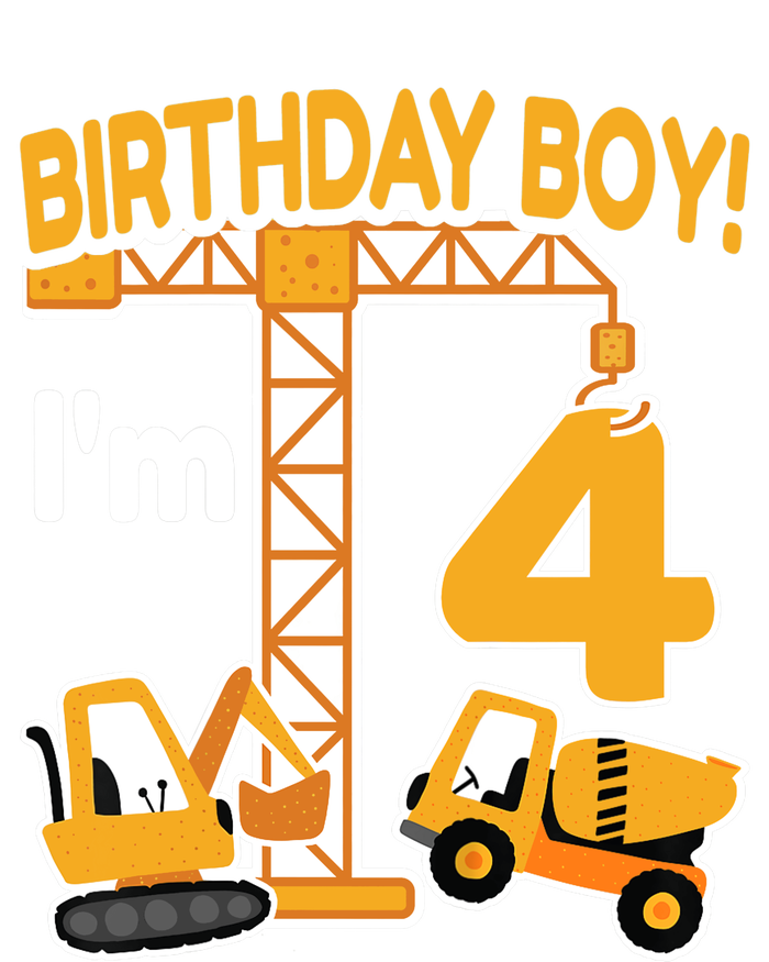 Construction Truck 4nd Birthday 4 Year Old Boy Excavator Womens Cotton Relaxed Long Sleeve T-Shirt