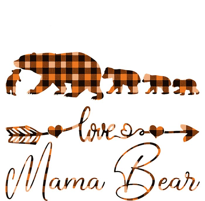 Black Orange Plaid Mama Bear four cubs Halloween Fall Autumn T-Shirt