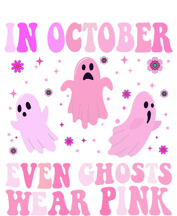 Breast Cancer October Even Ghost Wear Pink Groovy Halloween T-Shirt