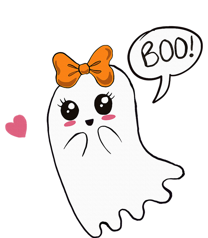 Cute Ghost with Bow Saying Boo Halloween Heart T-Shirt