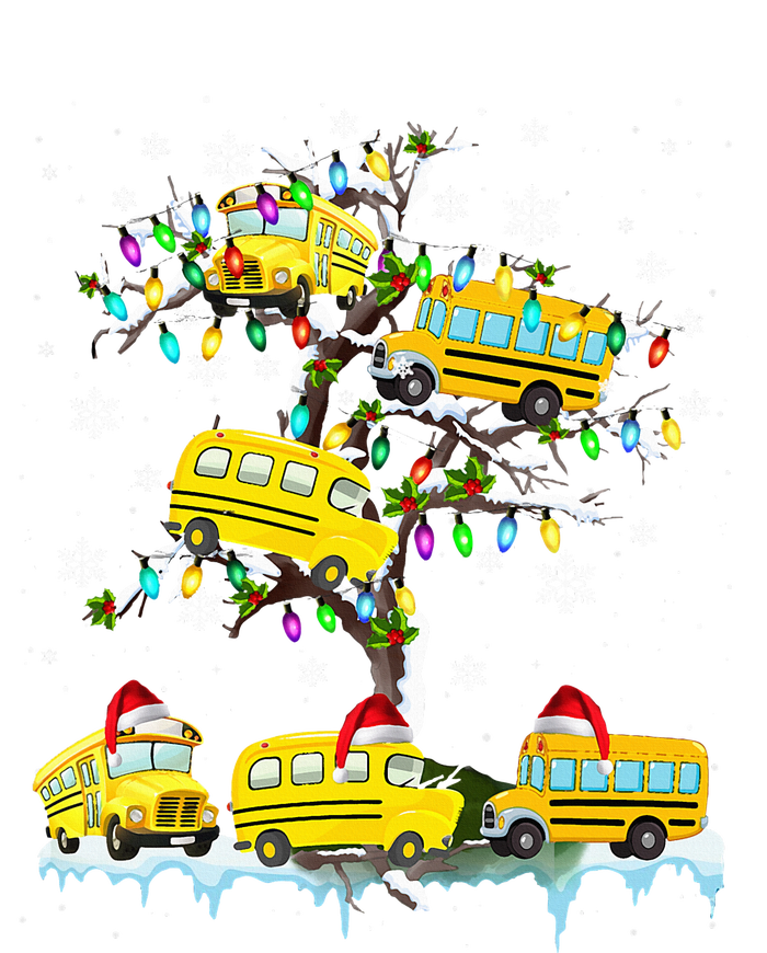 School Bus On Xmas Tree Christmas Santa School Bus Driver Women's Long Sleeve Flannel Pajama Set 