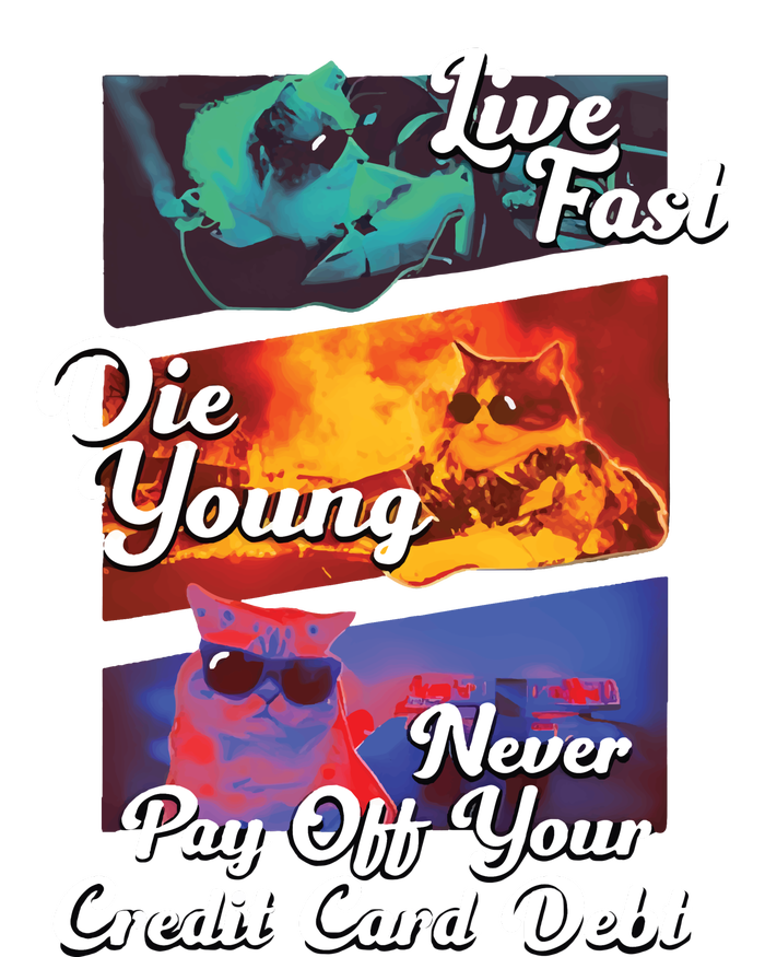 Live Fast Die Young Never Pay Off Your Credit Card Debt Women's Knotted Racerback Tank