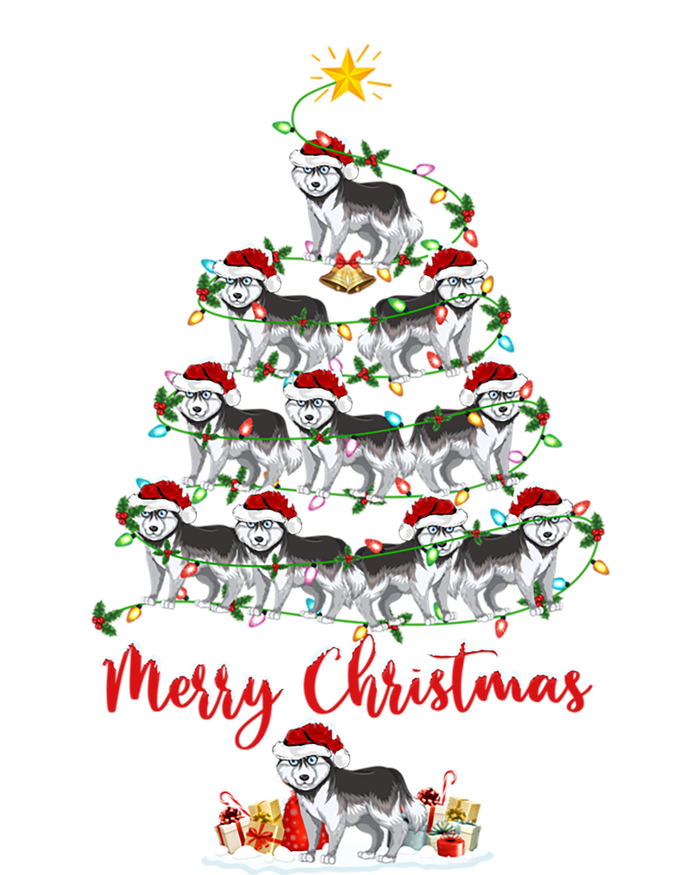 Husky Dog Christmas Tree Lights Funny Husky Xmas Gift T-Shirt