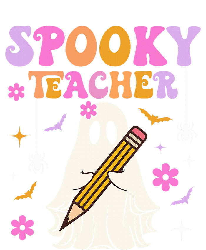 Groovy Spooky Teacher With Bat Ghost Funny Halloween T-Shirt