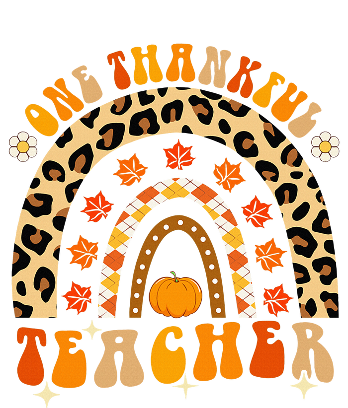 One Thankful Teacher Thanksgiving Rainbow Leopard Fall Premium T-Shirt