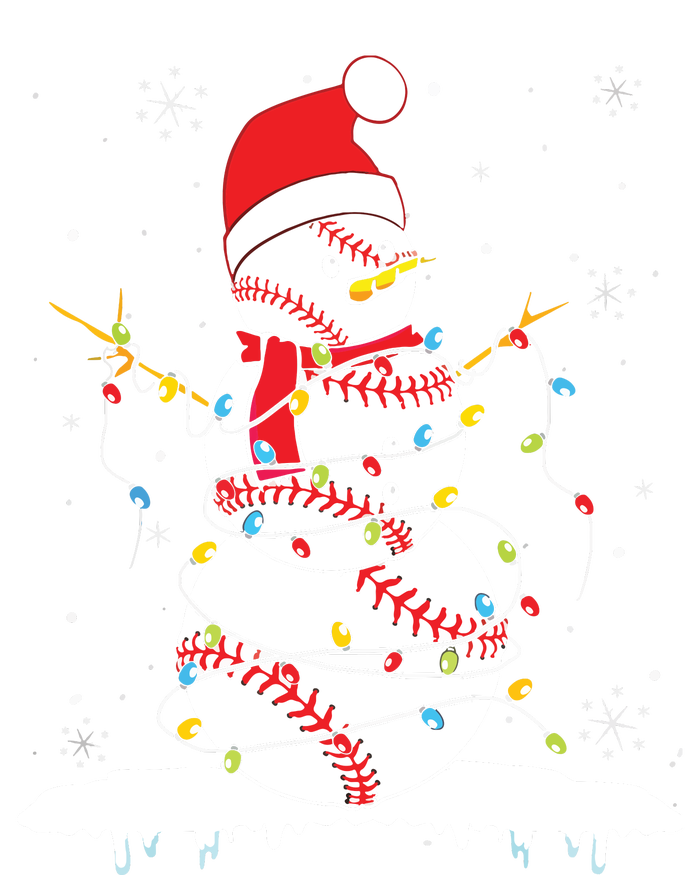 Baseball Snowman Santa Hat Christmas Baseball Player Gift Long Sleeve Pajama Set