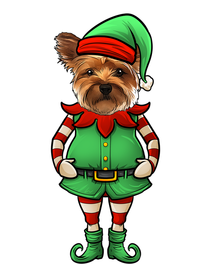 Funny Christmas Elf Yorkshire Terrier Dog Yorkie Cute Gift Women's Long Sleeve Flannel Pajama Set 