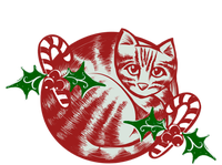 Candy Cane Curled Up Cat Christmas Kitty Gift T-Shirt