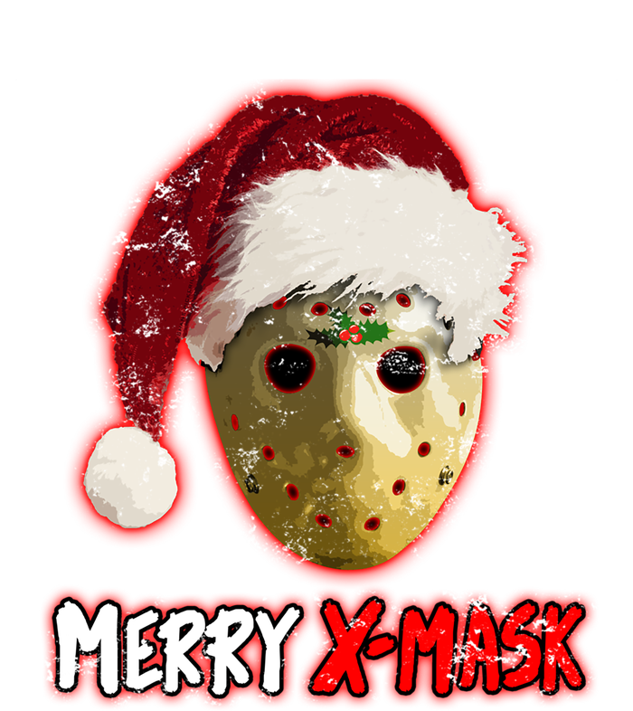 Christmas Santa Horror Hockey Mask XMask Funny Gift Women's V-Neck T-Shirt