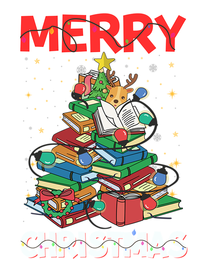 Christmas Tree Library Xmas Lights Tree Book Lover Librarian Gift T-Shirt