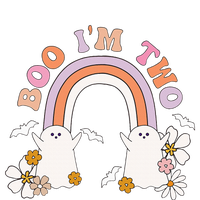 Boo I'm Two Birthday Cute Ghost Rainbow Halloween Groovy Women's Racerback Cropped Tank