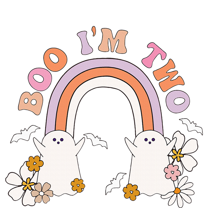 Boo I'm Two Birthday Cute Ghost Rainbow Halloween Groovy Women's Racerback Cropped Tank