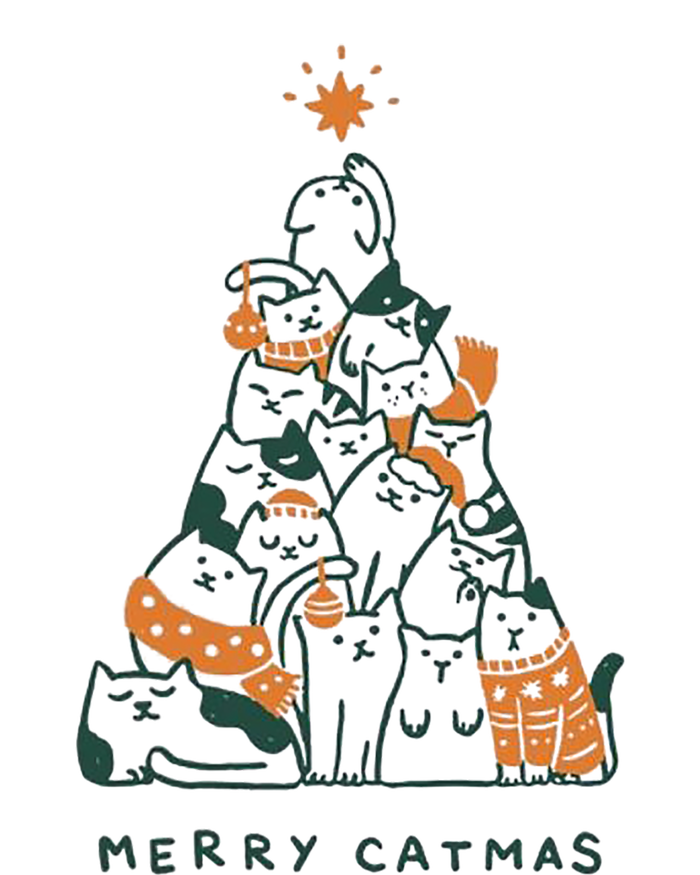 Merry Catmas Funny Cats Christmas Tree Xmas Gift Cute Gift Tall Hoodie