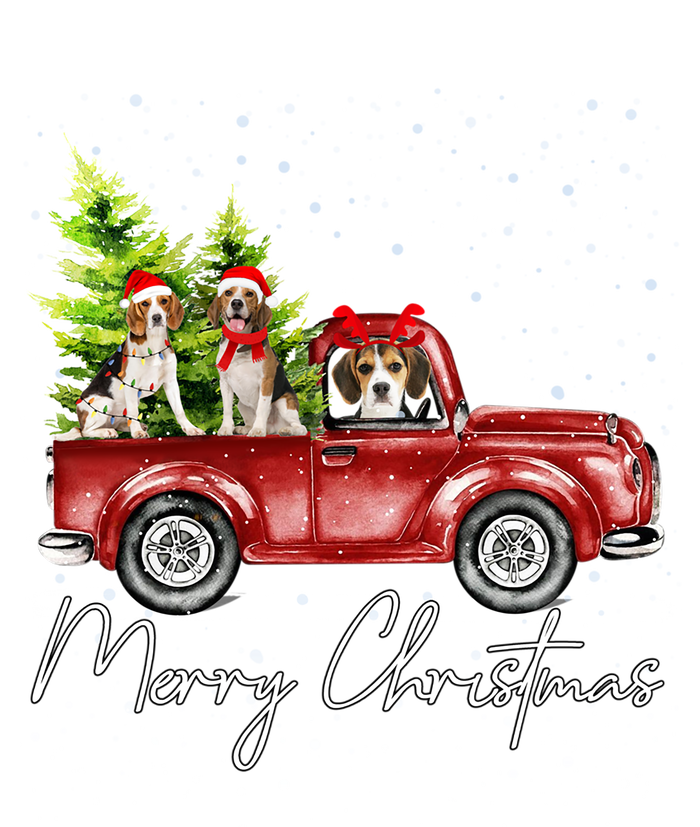 Merry Christmas Beagle Santa Red Truck Xmas Light Reindeer Great Gift Ladies Long Sleeve Shirt