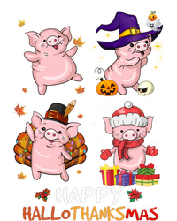 Pig Happy Hallothanksmas Halloween Thanksgiving Xmas Softstyle Adult Sport Polo