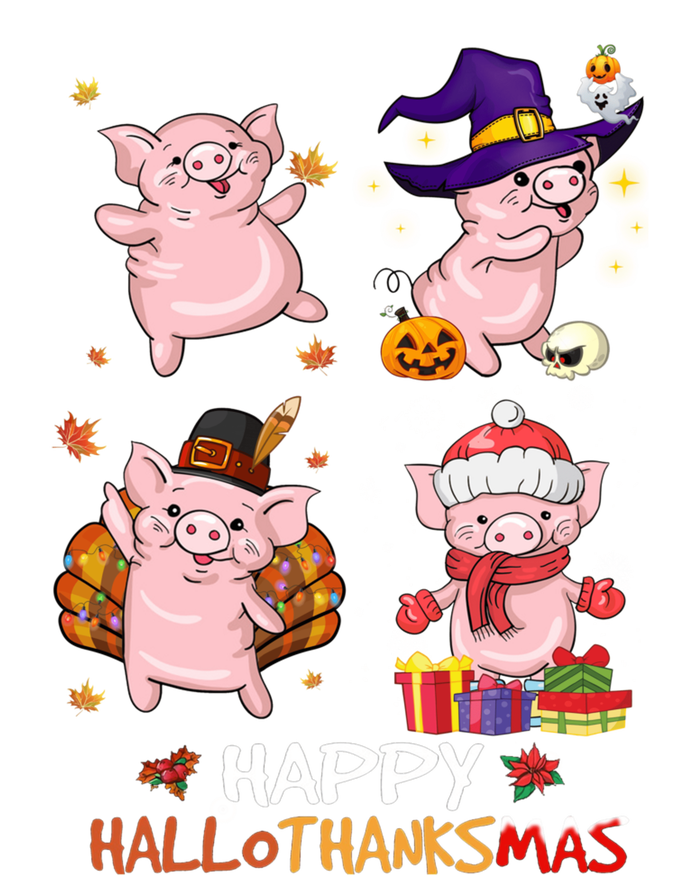 Pig Happy Hallothanksmas Halloween Thanksgiving Xmas Softstyle Adult Sport Polo