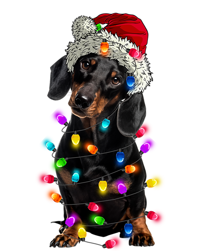 Merry Christmas Dachshund Santa Hat Lights Xmas Cute Gift Tall Long Sleeve T-Shirt