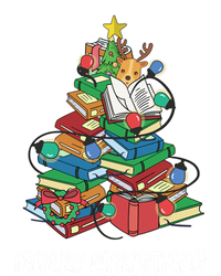 Merry Christmas Library Tree Cute Book Lover Librarian Funny Gift V-Neck T-Shirt