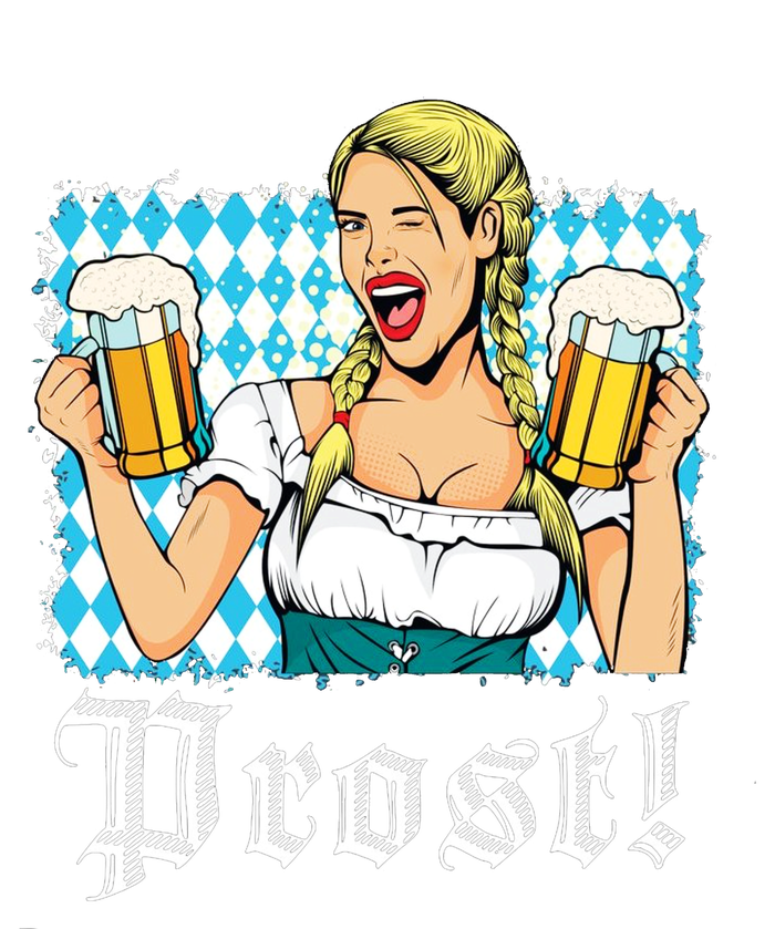 Oktoberfest Beer German Girl Bavarian Flag Drinking Prost T-Shirt