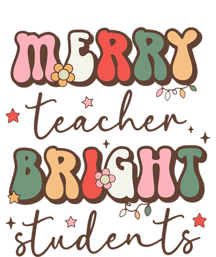 Retro Merry Teacher Bright Students Funny Christmas Teacher Gift T-Shirt