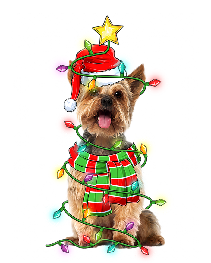 Ugly Christmas Yorkshire Terrier Dog Xmas Lights Santa Hat Great Gift Baby Bodysuit