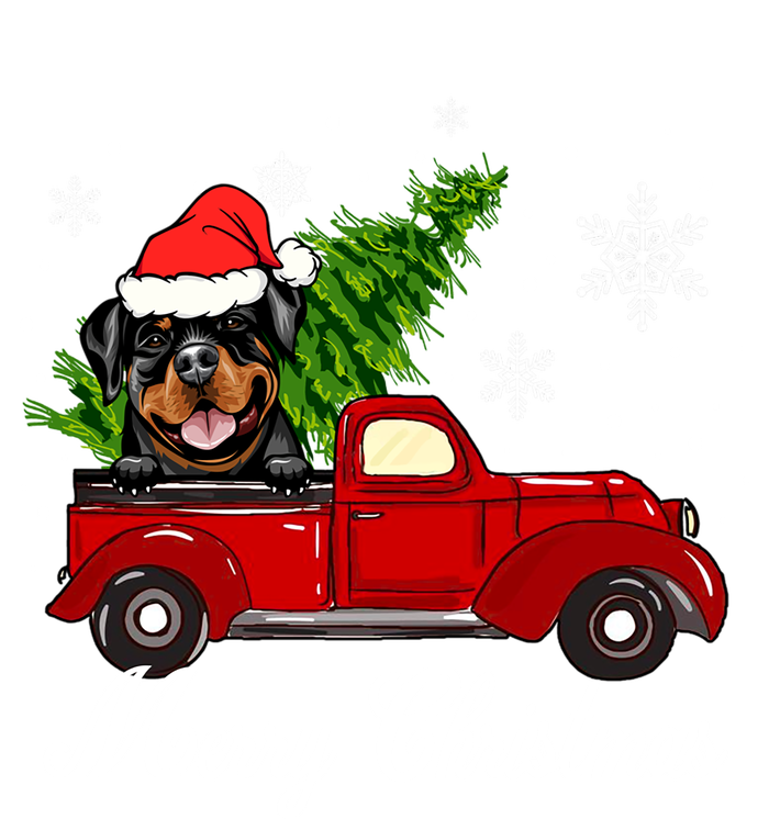 Rottweiler Dog Riding Red Truck Christmas Decoration Pajama Funny Gift T-Shirt