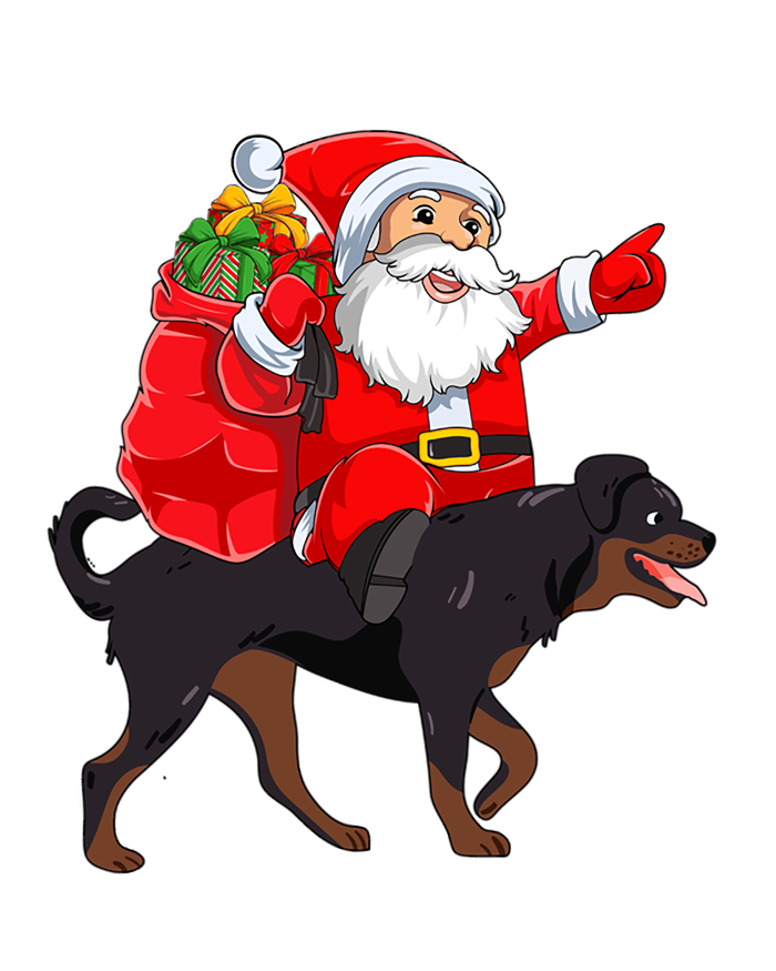 Ugly Xmas Sweater Santa Riding Rottweiler Dog Christmas Gift V-Neck T-Shirt