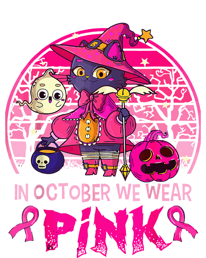 In October We Wear Pink Witch Cat Breast Cancer Awareness Toddler Fine Jersey T-Shirt