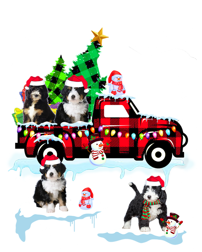 Santa Bernedoodle On Red Plaid Pick Up Truck Christmas Meaningful Gift T-Shirt