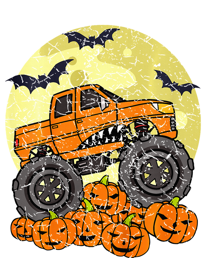 Monster Truck Halloween Jack O Lantern Moon Pumpkin PosiCharge RacerMesh Polo