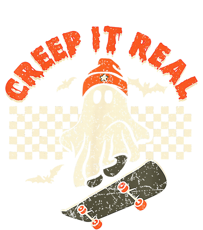 Creep It Real Skateboarding Retro Halloween Ghost Costume Women's Crop Top Tee