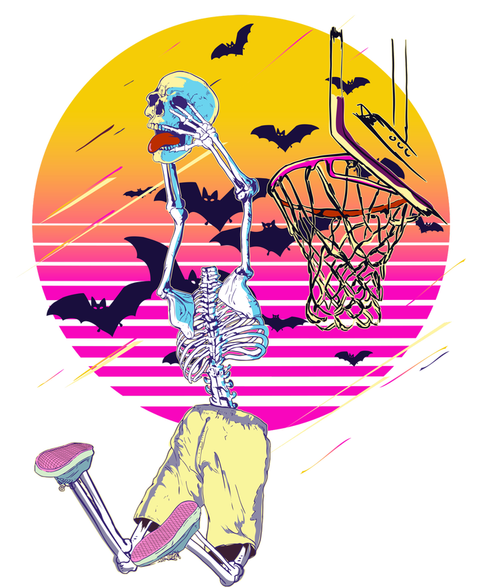 Funny Halloween Skeleton Basketball Player Dunking Skull T-Shirt