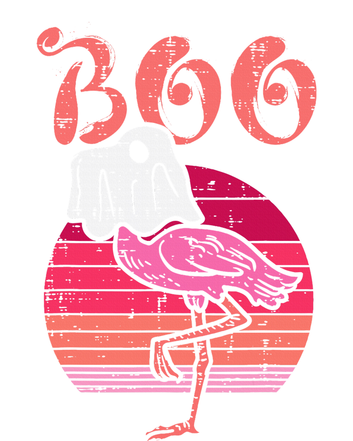 Vintage Halloween Flamingo Ghost Sunset Print V-Neck T-Shirt