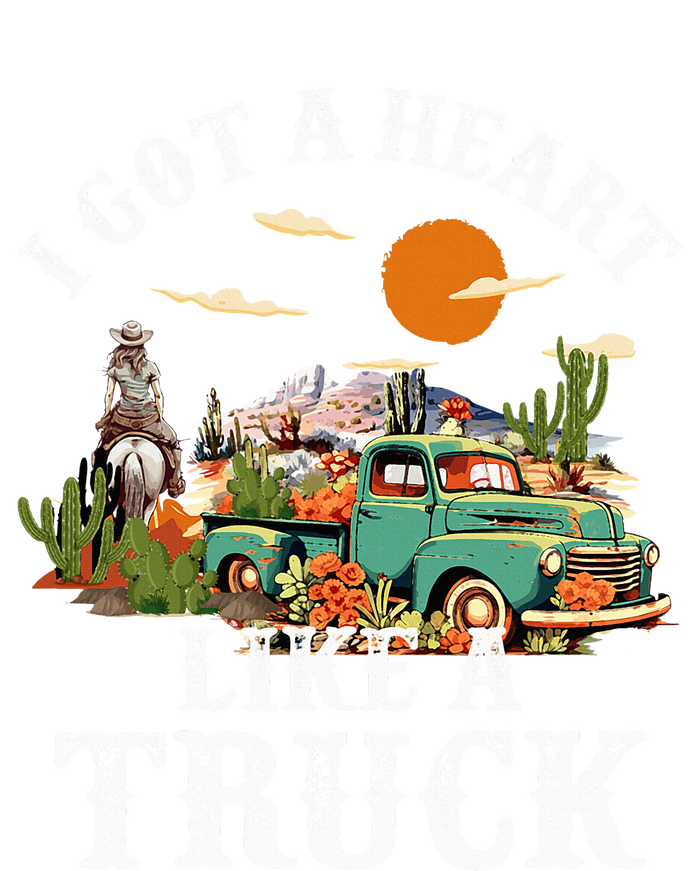 I Got A Heart Like A Truck Vintage Western Sunset Cowgirl Ladies Long Sleeve Shirt