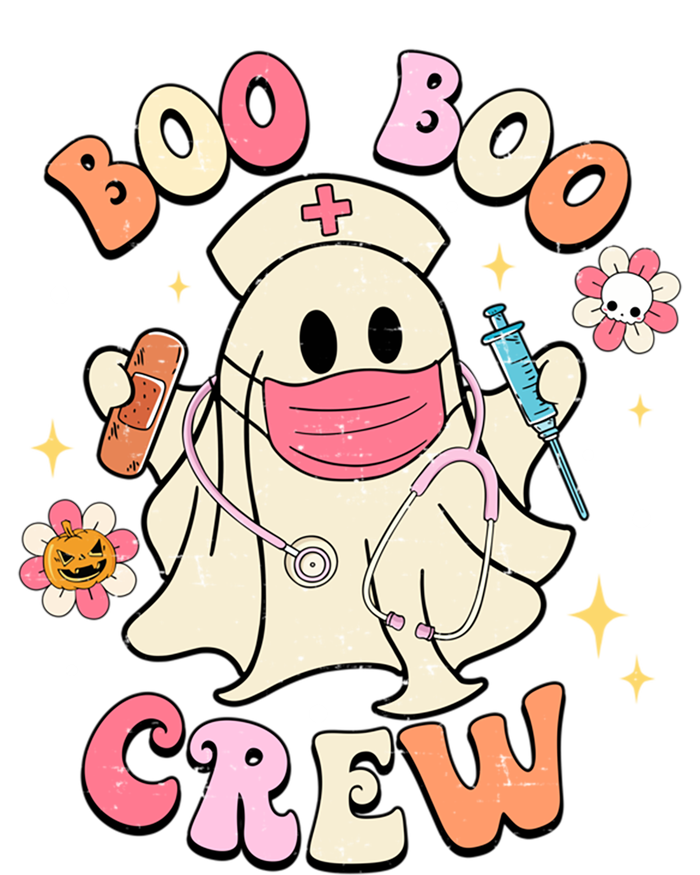 Boo Boo Crew Nurse Gift Funny Ghost Retro Halloween Nurse Gift Women's Flannel Pajama Set