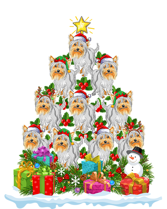 Xmas Lights Funny Santa Yorkshire Terrier Dog Christmas Tree Gift T-Shirt