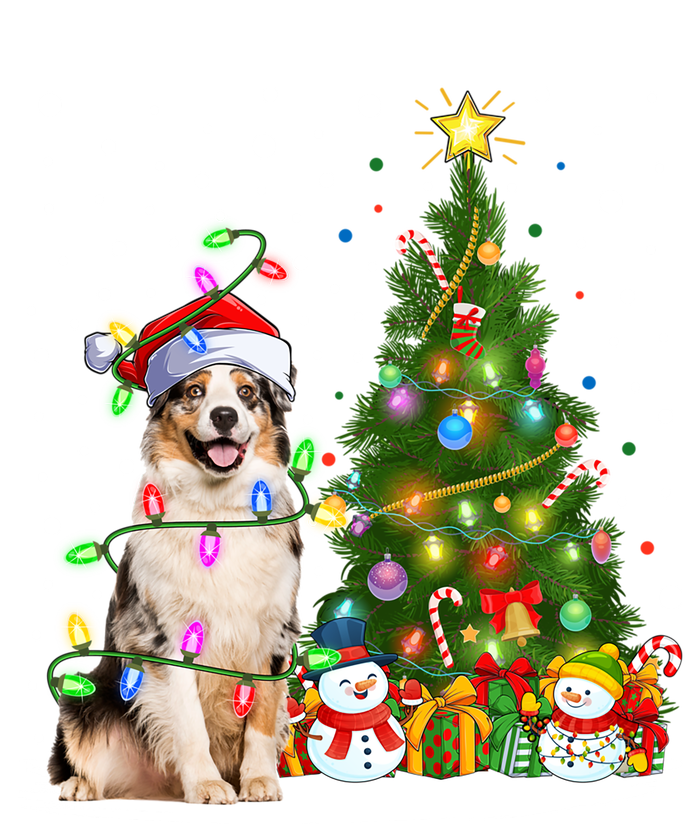 Xmas Tree Lighting Santa Australian Shepherd Dog Christmas Cool Gift Valucap Bio-Washed Visor