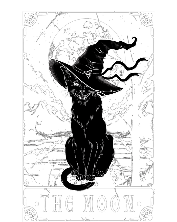 Tarot Card Crescent Moon And Black Cat Witch Hat Halloween Gift Magnet