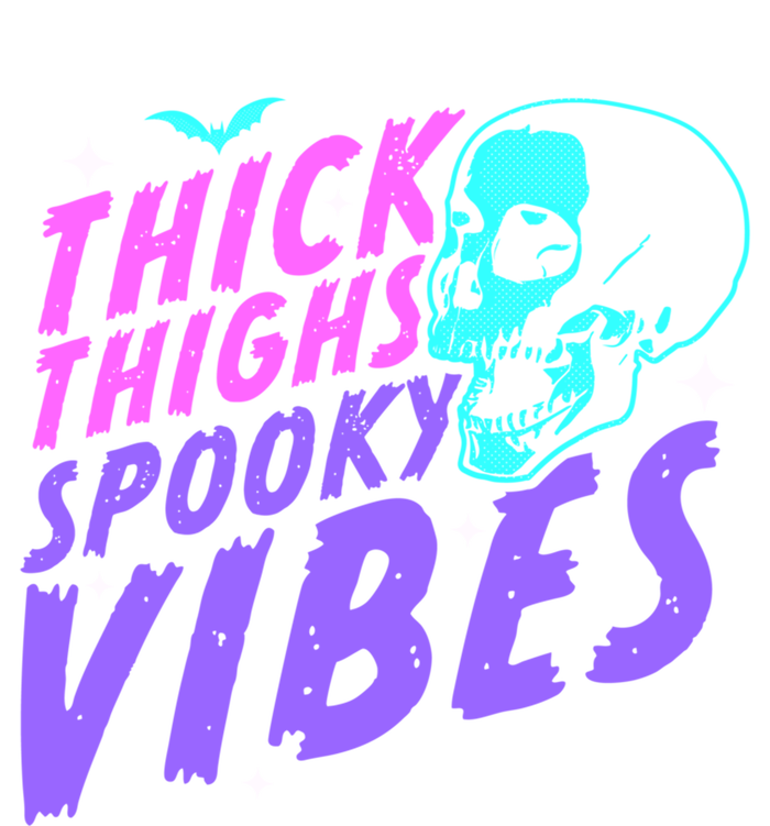 Thick Thighs Spooky Vibes Funny Halloween Skull Pastel Goth Gift T-Shirt