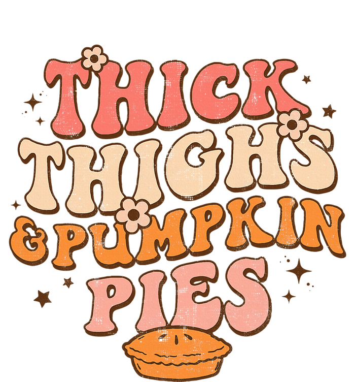 Thick Thighs Pumpkin Pies Autumn Thanksgiving Groovy Retro Tall Long Sleeve T-Shirt