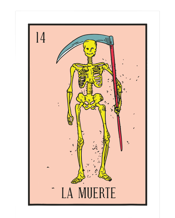 Retro La Muerte Lottery Card The Death Card Mexican Lottery Pajama Set