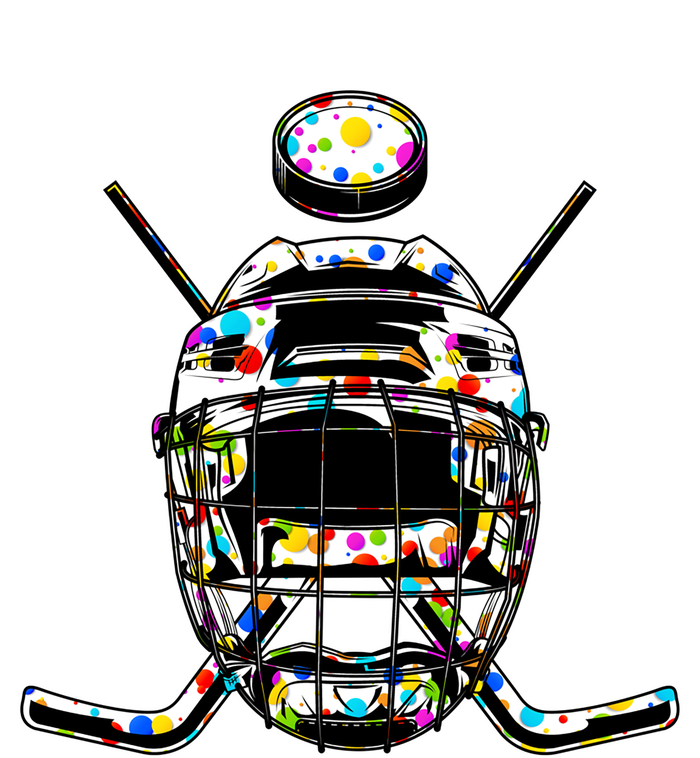 Retro Colorful Polka Dots Hockey Helmet And Puck Happy Dot Day Gift Premium T-Shirt