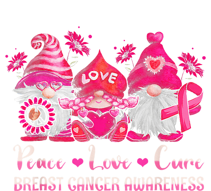 Peace Love Cure Gnomes Pink Ribbon Breast Cancer Awareness Sustainable Bucket Hat