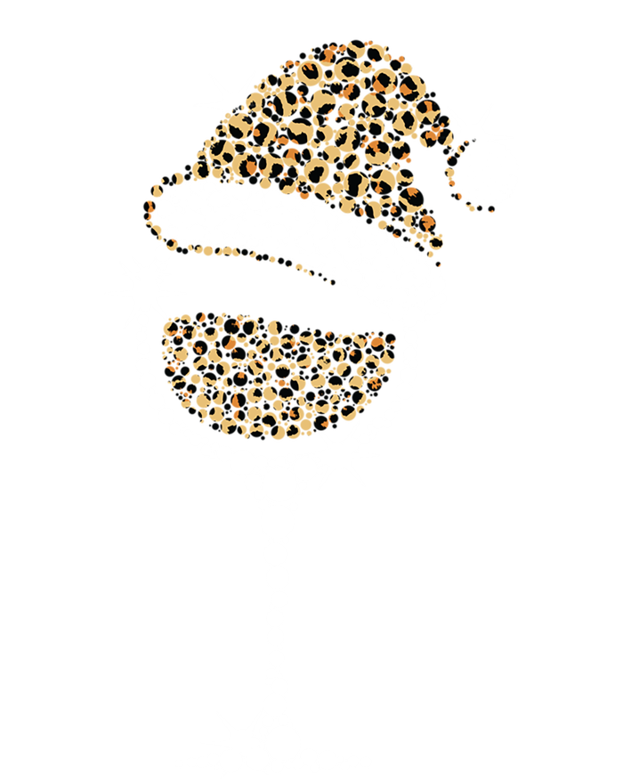 Christmas Glass Of Leopard Wine Buffalo Plaid Santa Hat Great Gift T-Shirt