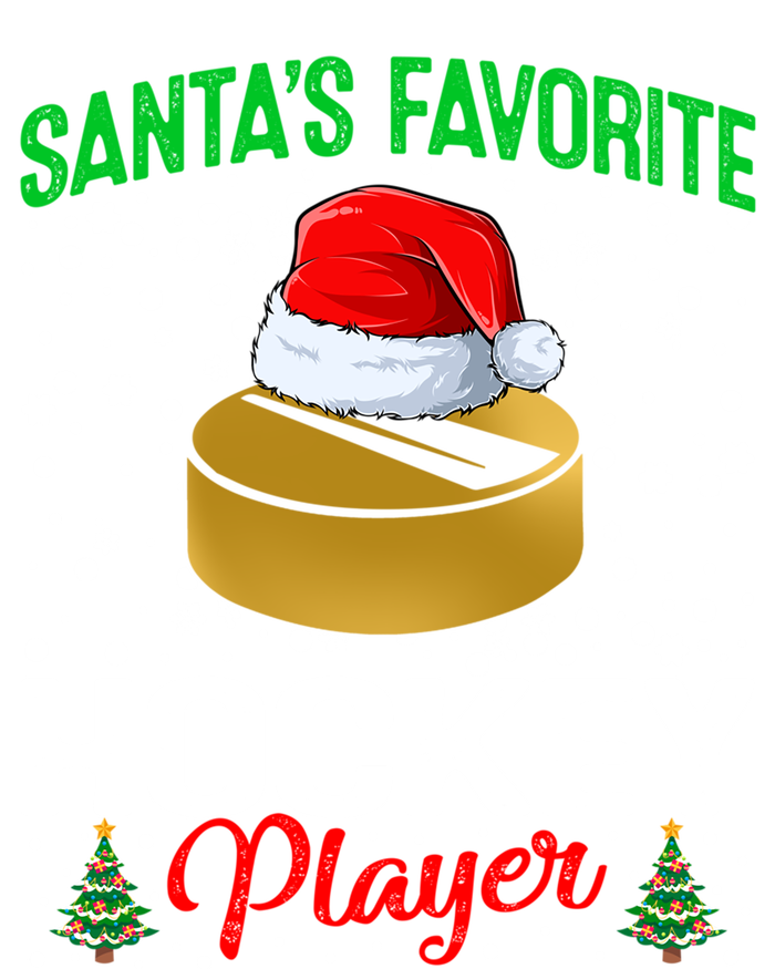 Santas Favorite Hockey Player Matching Family Christmas Meaningful Gift Stripe Pom Pom Beanie