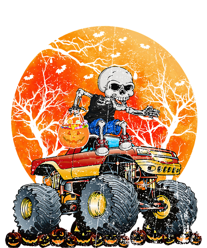 Skeleton Monster Truck Moon Candy Halloween T-Shirt