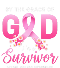 By The Grace God Im A Survivor Breast Cancer Survivor Striped Beanie with Solid Band