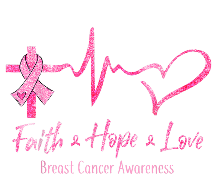 Faith Hope Love Breast Cancer Awareness Ribbon Heartbeat Long Sleeve Shirt